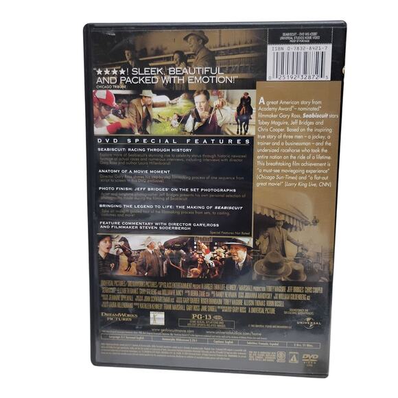 Seabiscuit Horse Racing Inspiring True Story DVD Jokey Trainer Businessman Movie - Picture 2 of 6